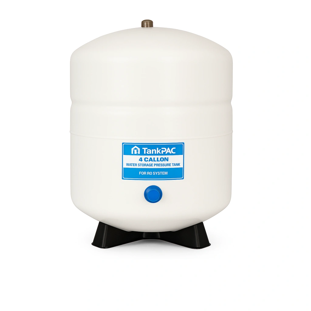 Dolphin TankPAC 4 Gallon Pressure Tank – منبع تصفیه آب دلفین با طراحی تمیز و فشرده منبع تحت فشار تانک پک ۴ گالن دلفین با پسزمینه سفید مناسب دستگاه تصفیه آب خانگی